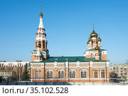 Вознесенско-Феодосиевская церковь в городе Перми, приход Вознесения Господня Пермской епархии Русской Православной Церкви, купеческая церковь (2020 год). Стоковое фото, фотограф Юрий Карачев / Фотобанк Лори