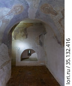 Church of the Transfiguration of the Savior, passage through the arched gallery on the upper tier. Painting of ceilings and walls - Saint Anthim of Nicomedia. Стоковое фото, фотограф Олег Иванов / Фотобанк Лори