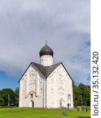Church of the Transfiguration of the Savior on Ilyina Street (Veliky Novgorod, Russia), an ancient historical church painted by Theophanes the Greek (2020 год). Стоковое фото, фотограф Олег Иванов / Фотобанк Лори