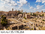 Panorama of the Roman forum, view from above. Rome, Italy (2017 год). Стоковое фото, фотограф Наталья Волкова / Фотобанк Лори