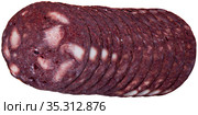 European cuisine blood pudding on white background. Стоковое фото, фотограф Яков Филимонов / Фотобанк Лори