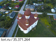 Над старинной Благовещенской церквью августовским утром. Каргополь, Россия (2019 год). Стоковое фото, фотограф Виктор Карасев / Фотобанк Лори
