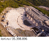 Aerial view of ancient Odeon ruins of Kibyra, Turkey. Стоковое фото, фотограф Яков Филимонов / Фотобанк Лори