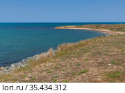 Landscape with the black sea in the steppe part of Crimea (2019 год). Стоковое фото, фотограф Володина Ольга / Фотобанк Лори