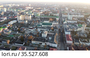 Aerial view of Baranovichi cityscape with buildings and streets. Стоковое фото, фотограф Яков Филимонов / Фотобанк Лори