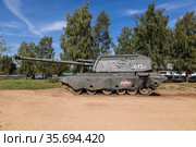 Self-propelled artillery installation 2S19M "Msta-S" after the demonstration program. International Military Forum "Army-2020". Moscow region, Russia. Редакционное фото, фотограф Наталья Волкова / Фотобанк Лори