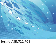 Sea commercial fish  and fishing nets. Стоковая иллюстрация, иллюстратор Валентина Шибеко / Фотобанк Лори