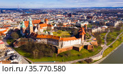 Top view of Wawel Castle, Krakow, Poland. Стоковое фото, фотограф Яков Филимонов / Фотобанк Лори