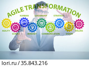 Businessman in agile transformation concept. Стоковое фото, фотограф Elnur / Фотобанк Лори