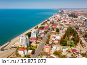Panoramic view of coast of Kobuleti, Georgia. Стоковое фото, фотограф Яков Филимонов / Фотобанк Лори