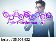 Businessman in agile transformation concept. Стоковое фото, фотограф Elnur / Фотобанк Лори