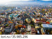 Aerial cityscape of Liberec city in Czech Republic. Стоковое фото, фотограф Яков Филимонов / Фотобанк Лори