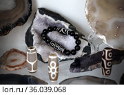 Tibetan Dzi natural beads and minerals. Стоковое фото, фотограф ElenArt / Фотобанк Лори