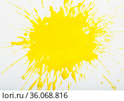 Image of yellow paint spots spilled on background of white paper. Стоковое фото, фотограф Яков Филимонов / Фотобанк Лори