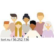 Illustration of a large number of people of different nationalities. Population of the earth. Стоковая иллюстрация, иллюстратор Allika / Фотобанк Лори