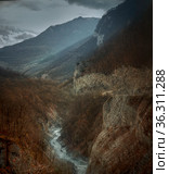Argun Canyon in Chechnya mountains. Стоковое фото, фотограф Julia Shepeleva / Фотобанк Лори