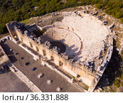 Aerial view of ancient Odeon ruins of Kibyra, Turkey. Стоковое фото, фотограф Яков Филимонов / Фотобанк Лори