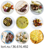 Diversified dishes of Georgian cuisine over white background. Стоковое фото, фотограф Яков Филимонов / Фотобанк Лори