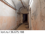 Конструкция для складных двухъярусных нар-кроватей форта "Риф". Кронштадт. Санкт-Петербург (2021 год). Редакционное фото, фотограф Румянцева Наталия / Фотобанк Лори