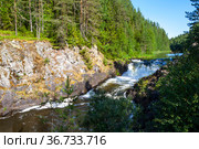 Водопад "Кивач". Река Суна. Республика Карелия. Стоковое фото, фотограф Сергей Афанасьев / Фотобанк Лори