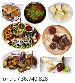 Diversified dishes of Georgian cuisine over white background. Стоковое фото, фотограф Яков Филимонов / Фотобанк Лори