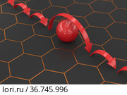 Arrows jumping over red ball on dark background. 3D illustration. Стоковая иллюстрация, иллюстратор Ильин Сергей / Фотобанк Лори