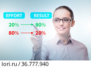 Businesswoman in pareto rule illustration. Стоковое фото, фотограф Elnur / Фотобанк Лори