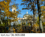 Москва, Марьина Роща, Церковь Веры, Надежды, Любови и матери их Софии на Миусском кладбище (2021 год). Редакционное фото, фотограф glokaya_kuzdra / Фотобанк Лори
