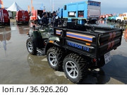 Спасательный шестиколёсный квадроцикл в Военно-патриотическом парке культуры и отдыха "Патриот". Кубинка. Московская область (2021 год). Редакционное фото, фотограф Free Wind / Фотобанк Лори