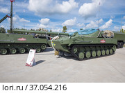 125-мм российская авиадесантная самоходная противотанковая пушка 2С25 "Спрут-СД" на военно-техническом форуме "Армия-2020" Редакционное фото, фотограф Виктор Карасев / Фотобанк Лори