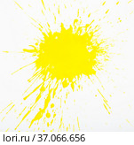 Image of yellow paint spots spilled on background of white paper. Стоковое фото, фотограф Яков Филимонов / Фотобанк Лори