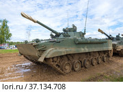 Боевая машины пехоты БМП-3 перед началом демонстрационной программы. Международный военно-технический  форум "Армия-2020" (2021 год). Редакционное фото, фотограф Виктор Карасев / Фотобанк Лори