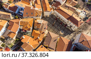 Aerial view of historic Adriatic town of Krk , Island of Krk, Kvarner bay of Adriatic sea, Croatia, Europe. Стоковое фото, фотограф Matej Kastelic / Фотобанк Лори