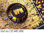 VPN concept illustration. the concept of a secure internet connection. Abstract electrical circuit. Secure VPN. 3D rendering. Стоковая иллюстрация, иллюстратор Alexander / Фотобанк Лори