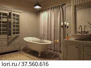 Fancy luxury country vintage bathroom 3d render. Стоковая иллюстрация, иллюстратор Вероника Суровцева / Фотобанк Лори