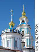 Кострома, Россия. Восстановление Костромского кремля с колокольней, разрушенного в 1934 году (2022 год). Редакционное фото, фотограф Natalia Sidorova / Фотобанк Лори