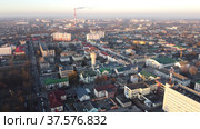 Aerial view of Baranovichi cityscape with buildings and streets. Стоковое фото, фотограф Яков Филимонов / Фотобанк Лори