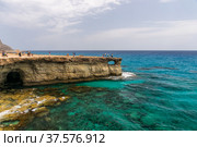 CYPRUS, AYIA NAPA - MAY 11/2018: Tourists visited one of the most popular sights - Sea Caves. Редакционное фото, фотограф Сергей Ляшенко / Фотобанк Лори