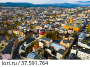 Aerial view of Jablonec nad Nisou, Liberec Region. Стоковое фото, фотограф Яков Филимонов / Фотобанк Лори