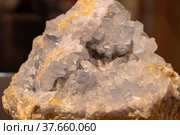 Celestine - mineral close-up. Background, texture of a large mineral. Стоковое фото, фотограф Дина Дамоцева / Фотобанк Лори