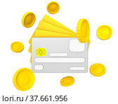 Credit card and coins. Стоковая иллюстрация, иллюстратор WalDeMarus / Фотобанк Лори