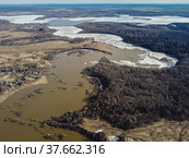 Московская область, Можайский район, весеннее половодье на реке Колочь (2022 год). Стоковое фото, фотограф glokaya_kuzdra / Фотобанк Лори