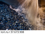 Blurred photo industrial background. Washing gold ore on concentrating plant. Khromtau, Mechel, Kazakhstan. Low depth-of-field. Стоковое фото, фотограф Alexey Rezvykh / Фотобанк Лори