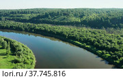 Южный Урал, Башкирия, река Ай. Вид с воздуха. The Southern Urals, Bashkiria, the Ai River. Aerial view. Стоковое видео, видеограф Евгений Романов / Фотобанк Лори