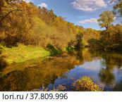 Осенний пейзаж с рекой Истра (2021 год). Стоковое фото, фотограф Александр Селин / Фотобанк Лори