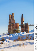 Ruins of an abandoned marble and lime factory in Ruskeala, Karelia (2021 год). Стоковое фото, фотограф Юлия Бабкина / Фотобанк Лори