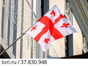 Flag of Georgia over the Embassy of Georgia in Belarus (2022 год). Стоковое фото, фотограф Denis Shitikoff / Фотобанк Лори