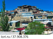 Traditional houses of highlanders on a mountainside in the ancient village of Chokh in Dagestan. Стоковое фото, фотограф Евгений Харитонов / Фотобанк Лори