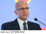 Сергей Кириенко. Российский государственный деятель. Первый заместитель Руководителя Администрации президента Российской Федерации с 5 октября 2016 года. Член Государственного Совета Российской Федерации с 21 декабря 2020 года. Герой Российской Федерации. (2018 год). Редакционное фото, фотограф Максим Коломыченко / Фотобанк Лори