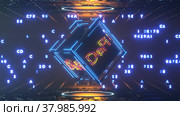 decentralized finance. Decentralized crypto exchanges. The cube with the inscription Defi rotates on a technological background. Seamless animation. Стоковое видео, видеограф Alexander / Фотобанк Лори